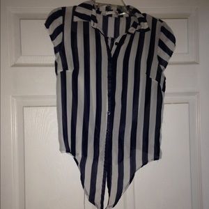 Black & white striped tie-top