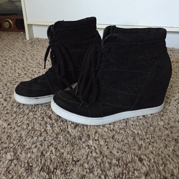 Black Wedged Heel Sneakers Charlotte Russe
