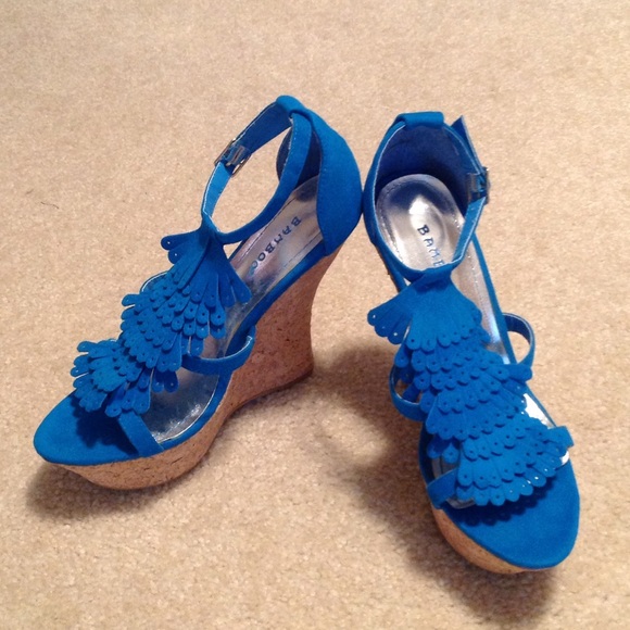 Turquoise,  Cork-Heel Platform Heels
