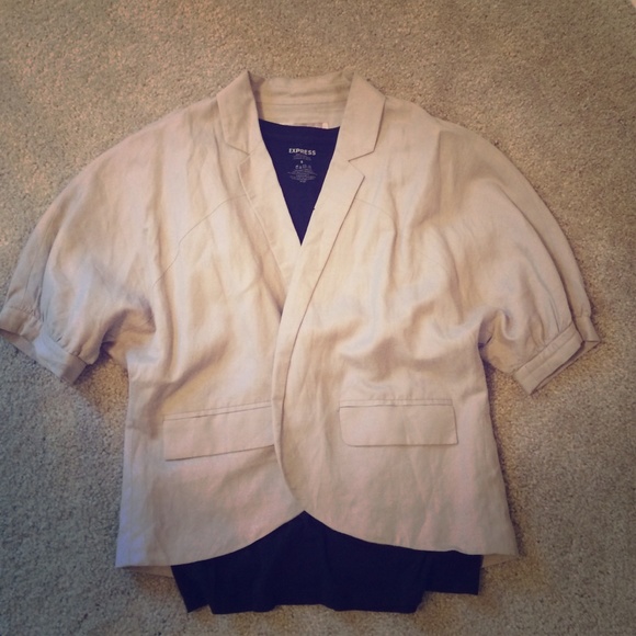 Oversize Short Sleeve Khaki Blazer - M