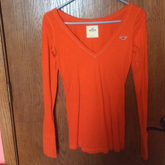 Long sleeve orange Hollister shirt