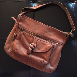 Fossil tan leather bag