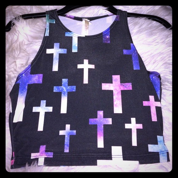 Galaxy cross cropped top - Picture 1 of 2