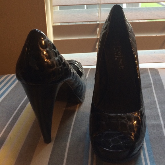 Peep Toe Black Heels - Picture 2 of 2