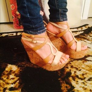 Nude sandal wedges