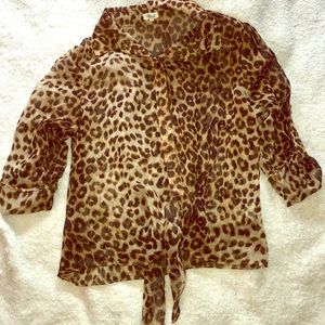 Sheer leopard button up