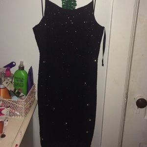 black sequined dress