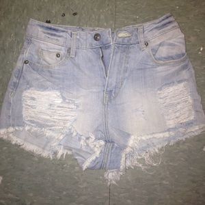 High waist distressed shorts