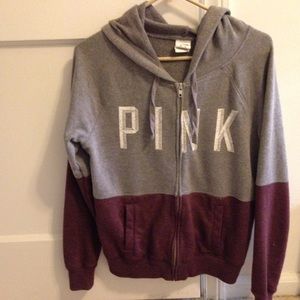 Maroon and gray VS PINK hoodie, EUC