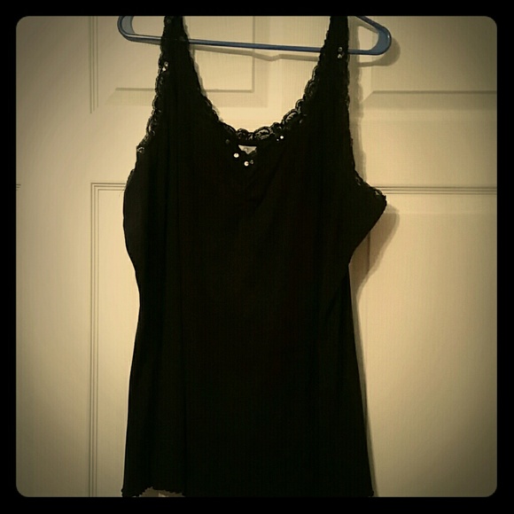 Black  sequin and lace camisole