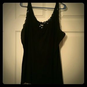 Black  sequin and lace camisole