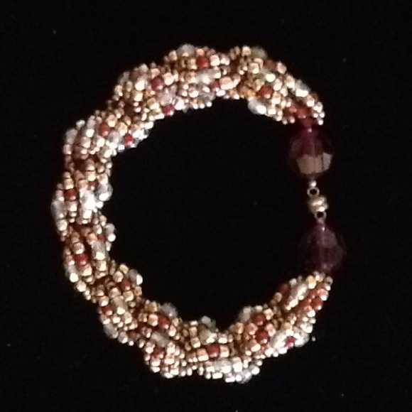 multi colored spiral hand beaded bracelet