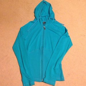 Turquoise lightweight zippered sweatshirt