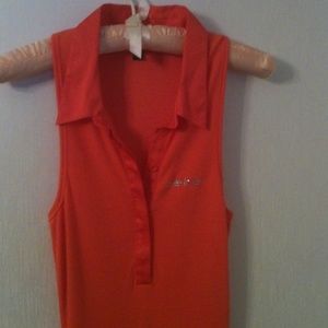 Collared bebe tank, med, rhinestone logo