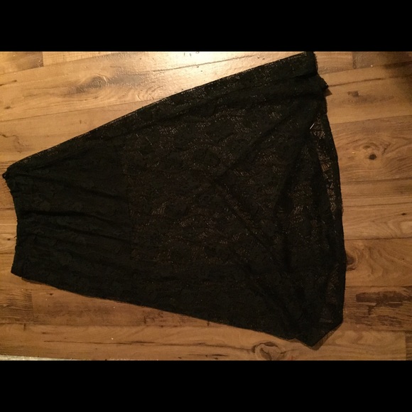 Long black lace skirt with built in black slip. - Picture 1 of 2