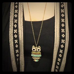 Owl long chain necklace