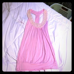Pink beaded dressy tank top