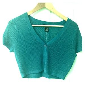 New York and Co Dark Teal crop Cardigan