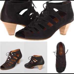 Paul Green Black Prague Lace Up Tie Booties