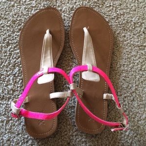 Forever 21 patent tan and pink sandals