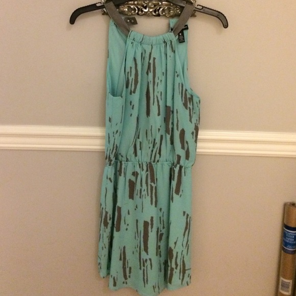 Aqua teal and gray dress