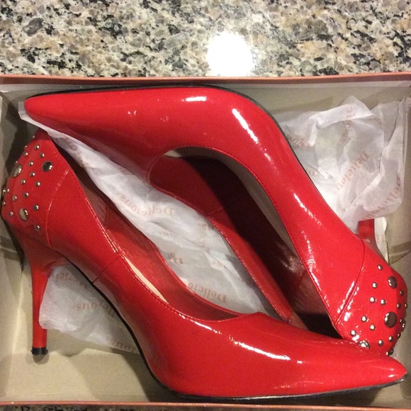 Red patent leather heels