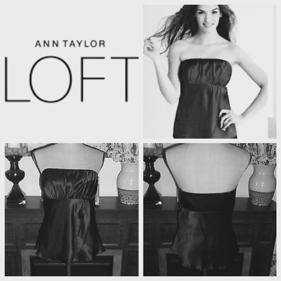 Black satin strapless top from LOFT