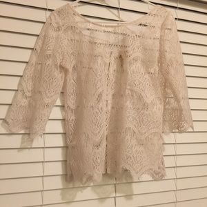Eyeshadow Sexy eggshell Boho scalloped lace top