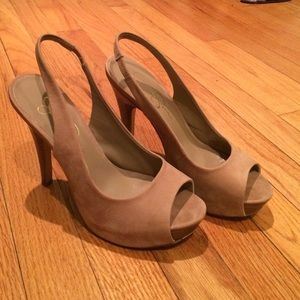Jessica Simpson suede platform sling back