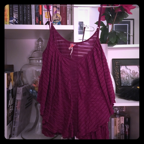 Free People tiered magenta tank