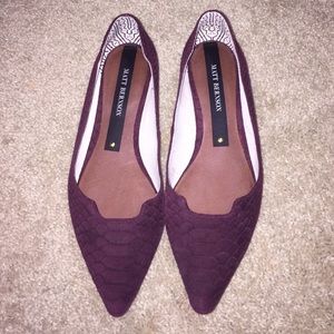 Matt Bernson Merlot suede snakeskin flats