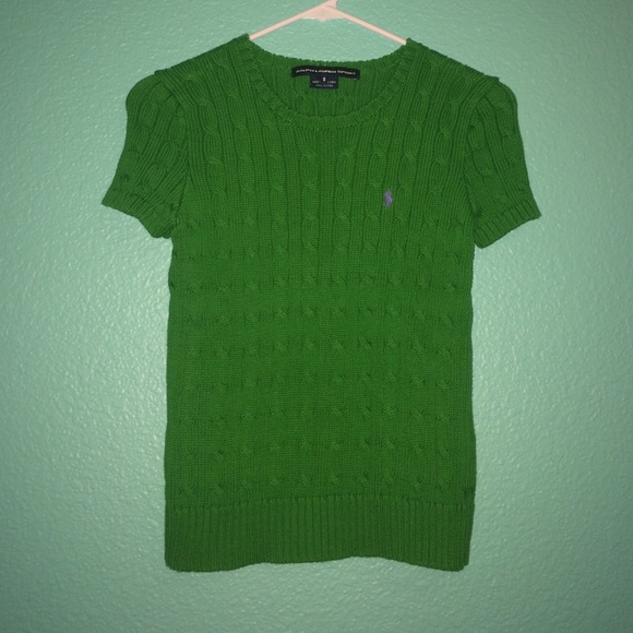 Ralph Lauren Kelly Green SS Cable Sweater S