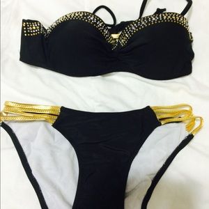 Black and gold Swimwear