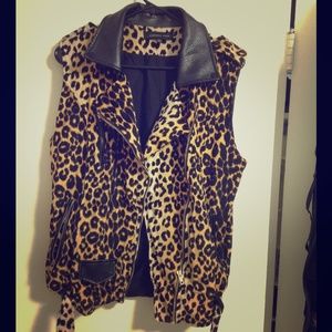 Leopard Print Moto Vest from Nasty Gal