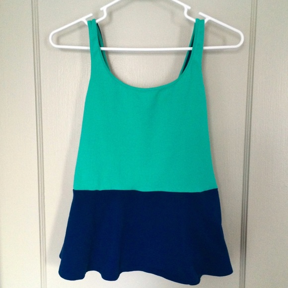 Express Color Block Peplum Tank