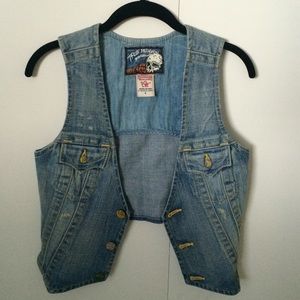 True Religion Cropped Denim Vest