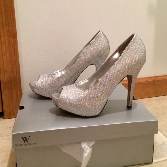 Sliver sparkly heels