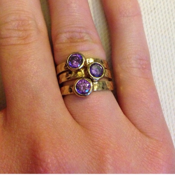 Three piece (fake) amethyst rings