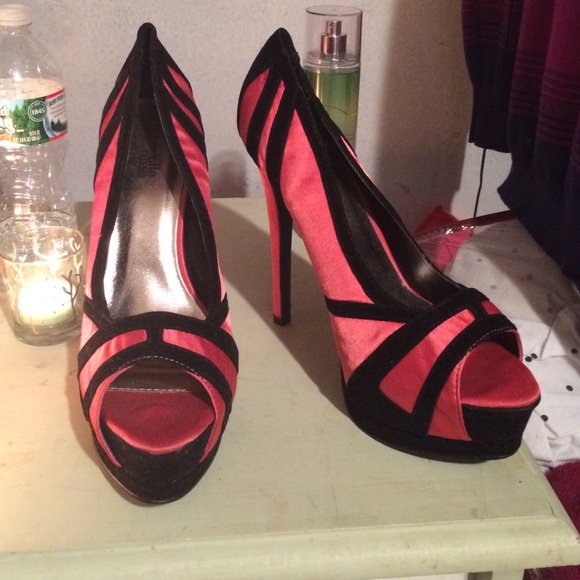 Pink and black heels