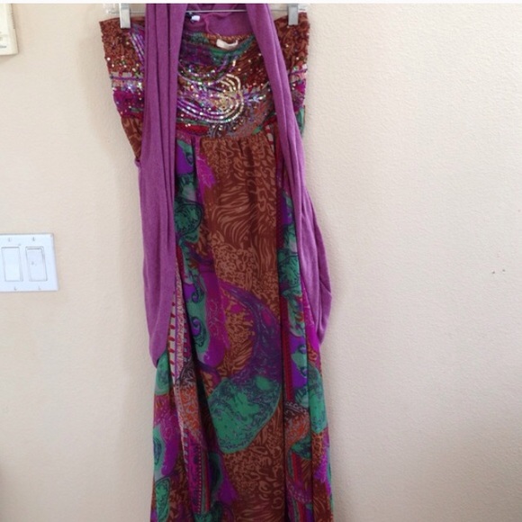 Maxi dress with throw over