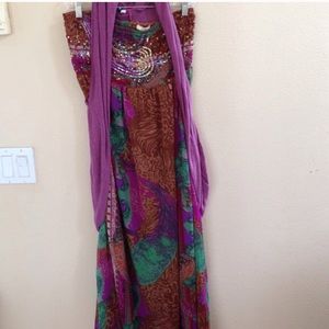 Maxi dress with throw over