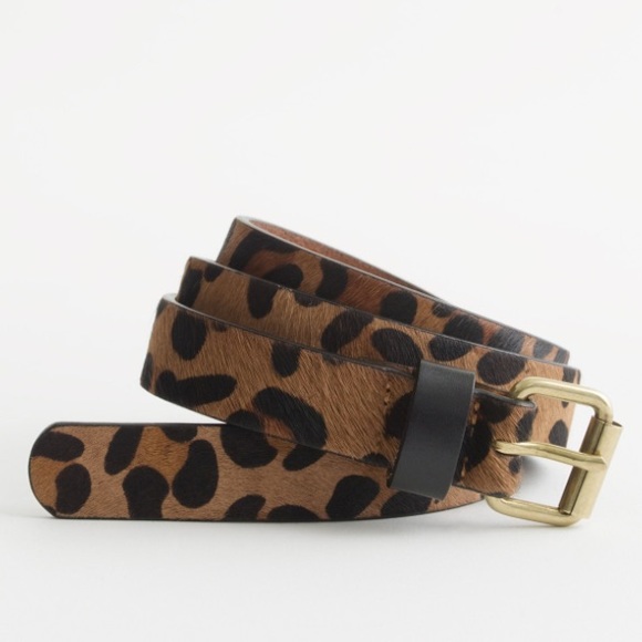 J. Crew Accessories - Leather Calf Hair Leopard Belt