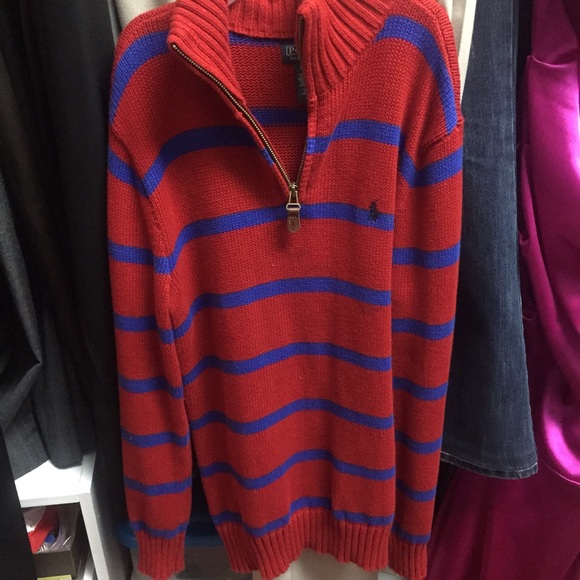Polo Red and Blue Striped Pullover