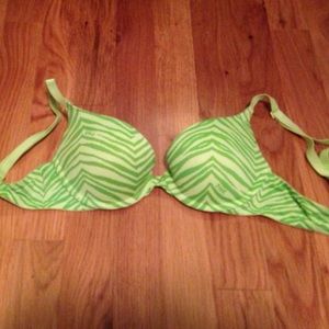 34B Victoria's Secret PINK push up bra green zebra