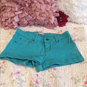 Blue Turquoise Denim Stretch Jeans Shorts