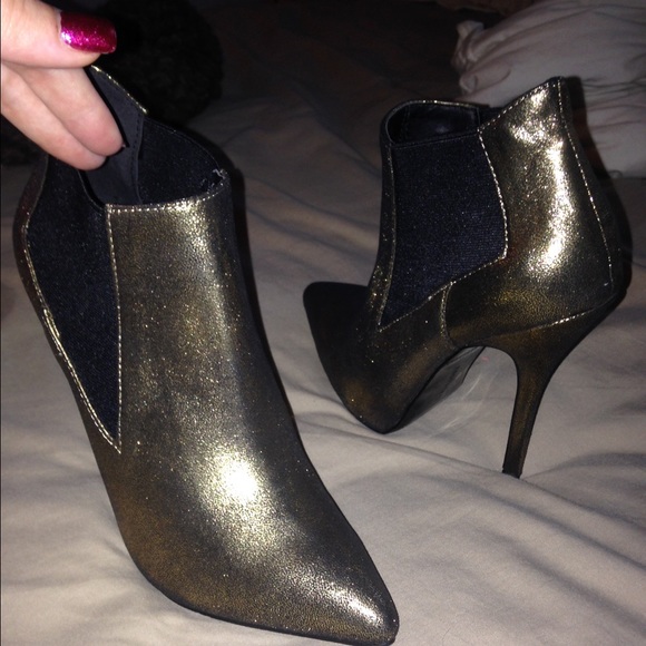Gold & black booties