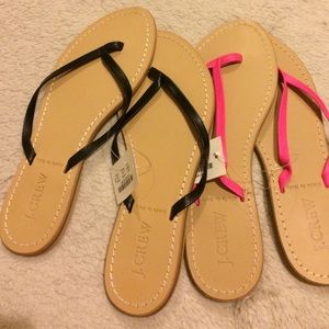 J. Crew Leather Flip Flops Sandals
