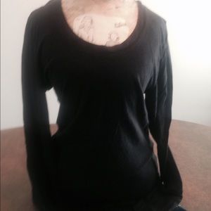 OP Lg long sleeve tee scoop neckline NWOT black