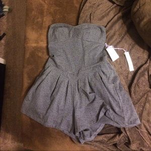 Gray strapless romper