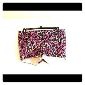 Multi-color leopard print shorts.